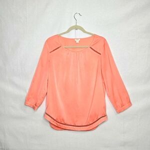 J. Crew Tunic Top. 3/4 Sleeves Cantaloupe Orange. Size Small.